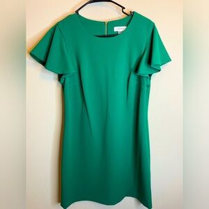 Calvin Klein Kelly Green Scuba Crepe Short Butterfly Sleeve Large/12 short dress